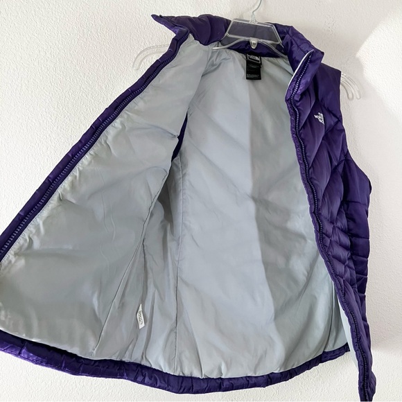 THE NORTH FACE Women Puffer Vest 550 Goose Down  Zip Up Winter Travel Purple M - Picture 9 of 11